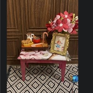 Dollhouse Accessories Floral Pink Flowers Picture with cute Frame and Flowers
